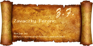 Zavaczky Ferenc névjegykártya
